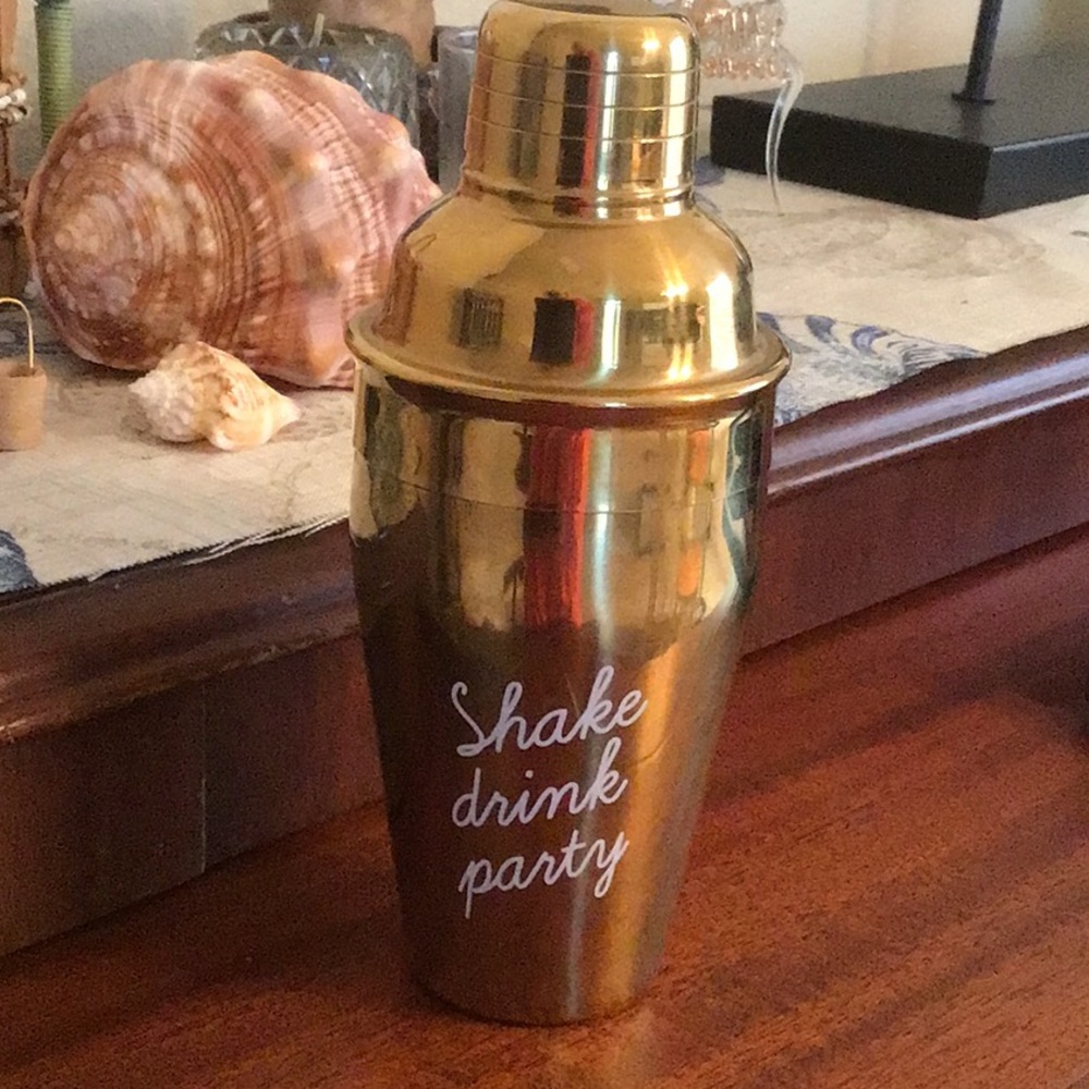 Gold-Toned Wanderlust Cocktail Shaker, Single Serving, 7” Tall